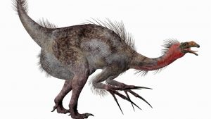 Një ilustrim i Therizinosaurus, një dinozauri "tërësisht i çuditshëm" me kthetra gjigante, si kosë në fund të krahëve të gjatë. (Kredi i imazhit: Shutterstock)
