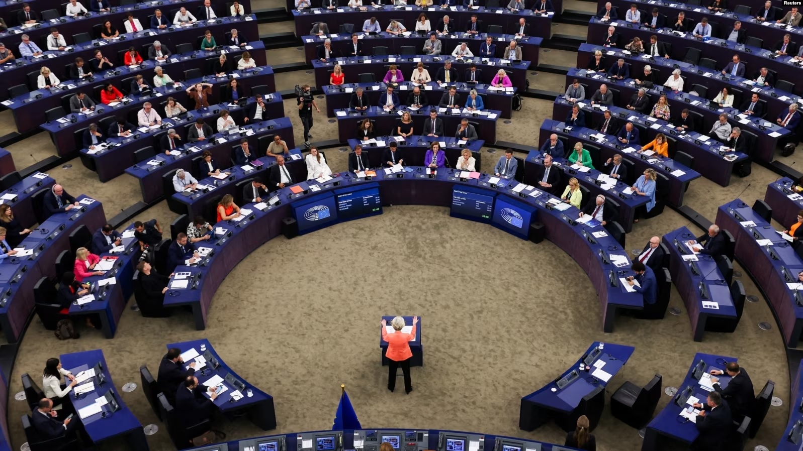 Shefja e KE-së, Ursula von der Leyen, gjatë fjalimit vjetor në Parlamentin Evropian.