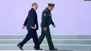 Presidenti i Rusisë, Vladimir Putin, dhe ministri i Mbrojtjes i Rusisë, Sergei Shoigu, Moskë, Rusi, 15 gusht 2022.