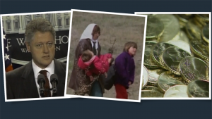 Fotografi të ish Presidentit amerikan, Bill Clinton, një familje gjatë luftës në Kosovë dhe monedhës së Euros