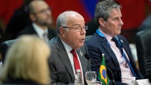 Ministri i Jashtëm i Brazilit, Mauro Vieira, gjatë takimit të ministrave të Jashtëm të G20-s. 21 shkurt 2024.