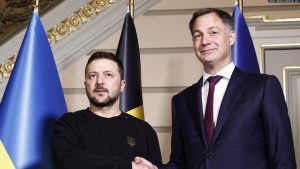 Presidenti ukrainas, Volodymyr Zelensky dhe kryeministri i Belgjikës, Alexander De Croo në Bruksel.