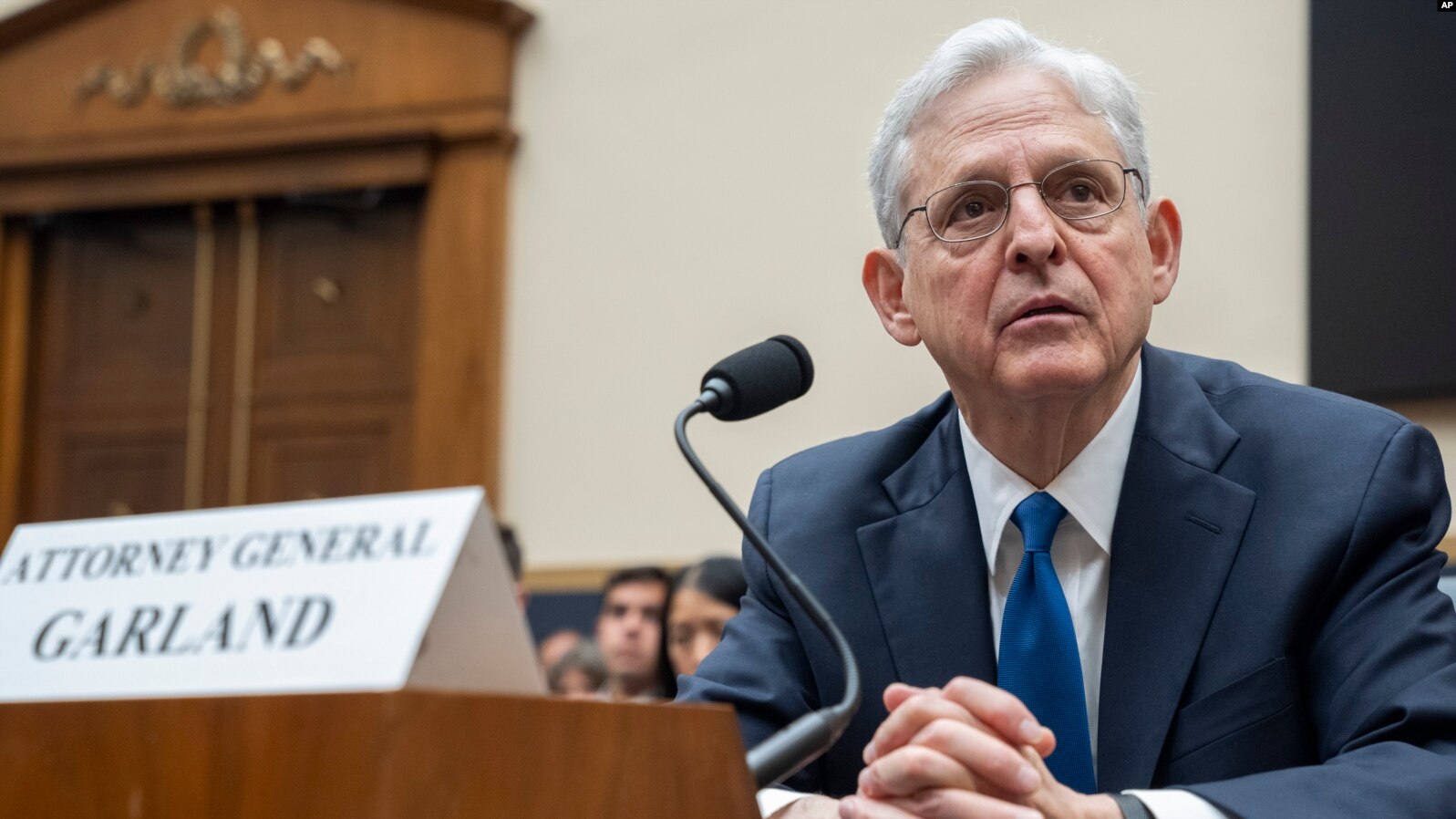 Prokurori i përgjithshëm Merrick Garland duke folur gjatë seancës dëgjimore në Komisionin për Gjyqësorin në Dhomën e Përfaqësuesve (4 qershor 2024)