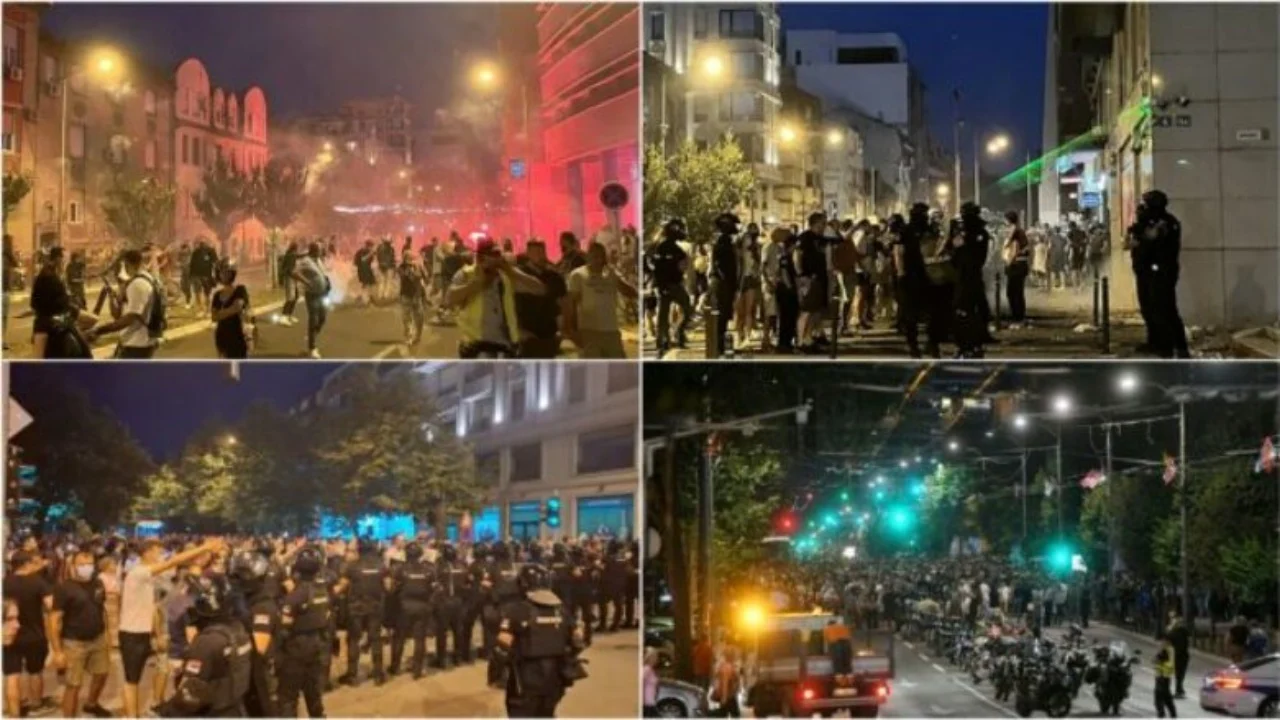 Protesta të reja në të gjithë Serbinë  mbështetësit e Vuçiç qëllojnë protestuesit me mjete piroteknike