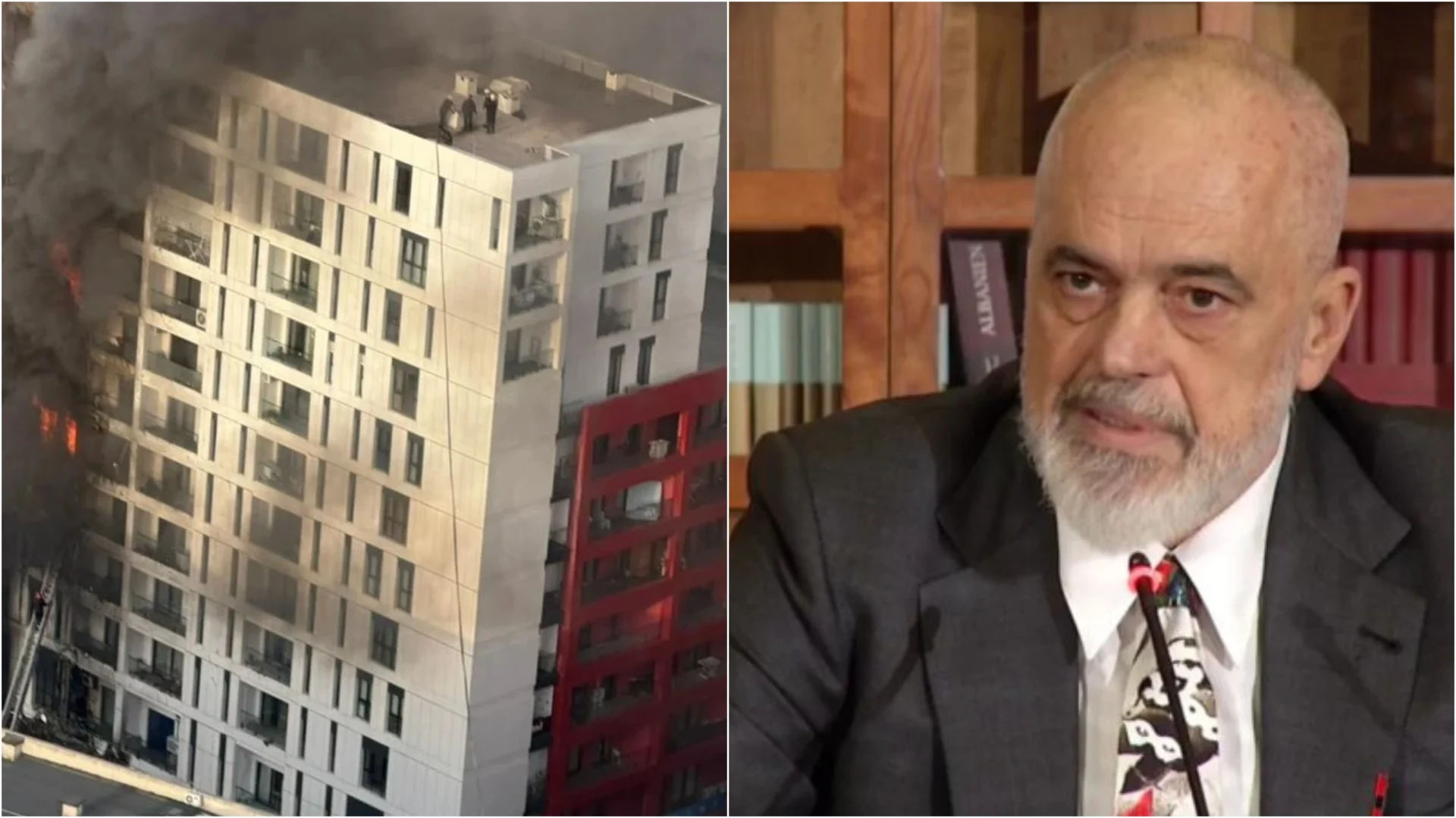 Djegia e pallatit në Tiranë  reagon kryeministri Rama  Do të rindërtohet 100  nga vetë ndërtuesi