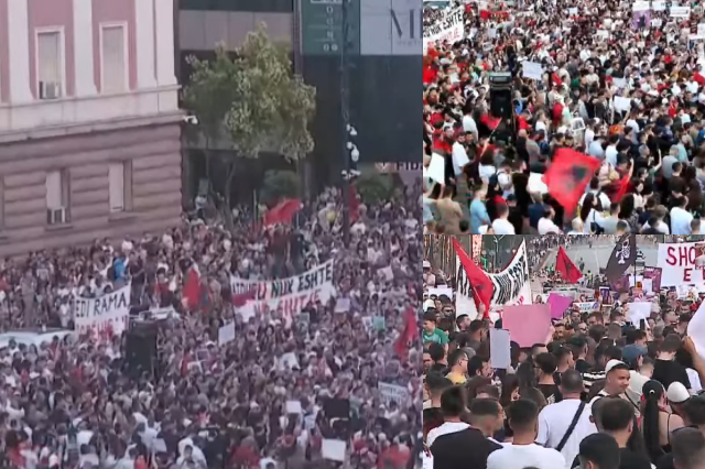 Tubimi madhështor përpara Kryeministrisë Protestue