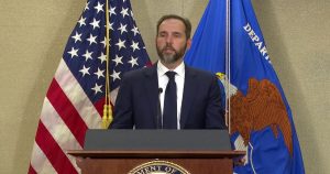 Ish-prokurori i posaçëm Jack Smith gjatë deklaratës për aktaklagën kundër Donald Trumpit, gusht 2023